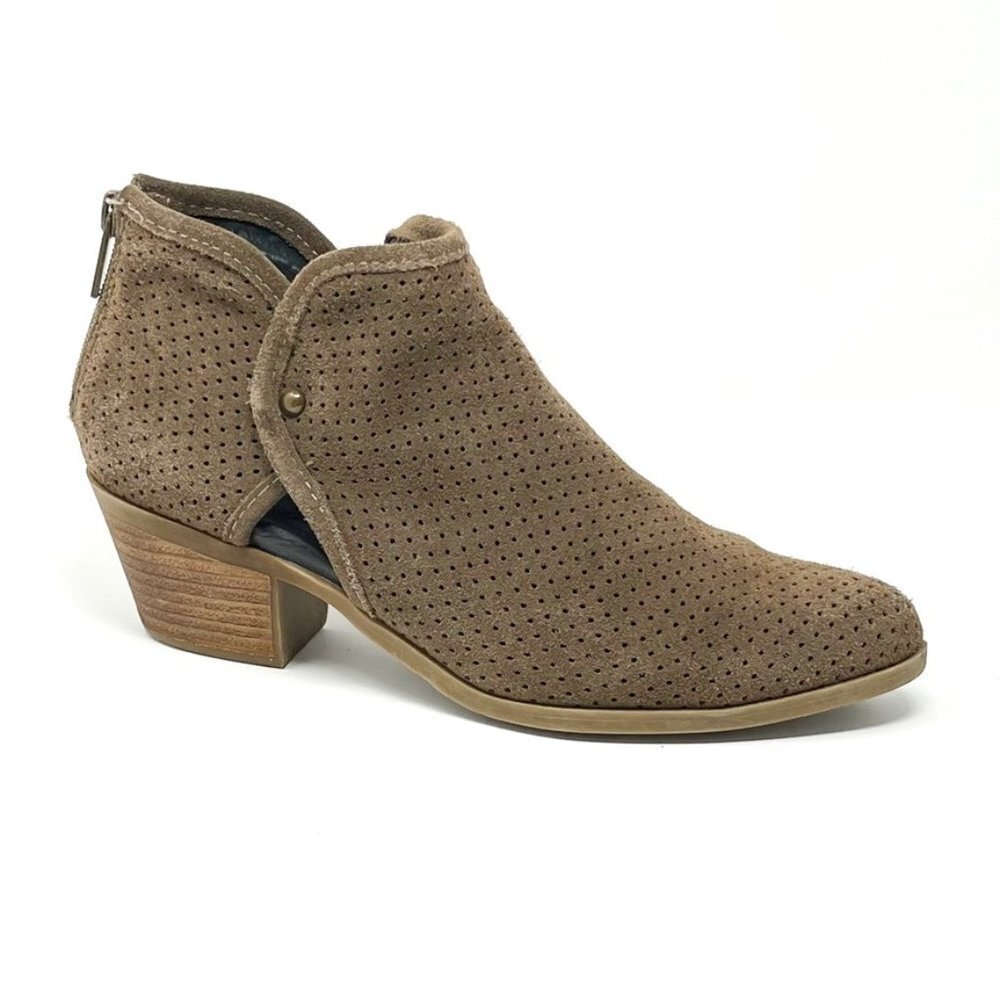 Adam Tucker by Me Too Ankle Boot Women's Size 8 Taupe Perforated Suede Bootie